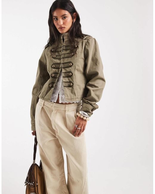 ASOS Natural Button Front Washed Utility Jacket