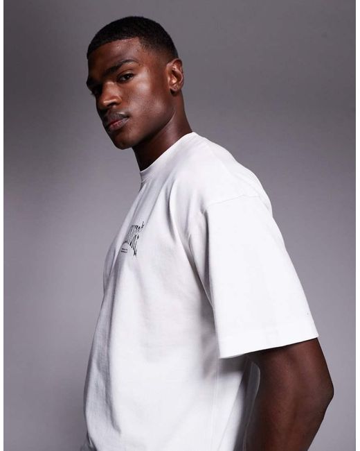Faded Store White Blackletter Back Print Cropped Tee for men