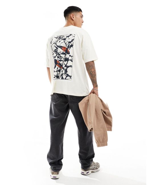 T-shirt oversize avec imprimé poisson au dos - blanc cassé ASOS pour homme en coloris White