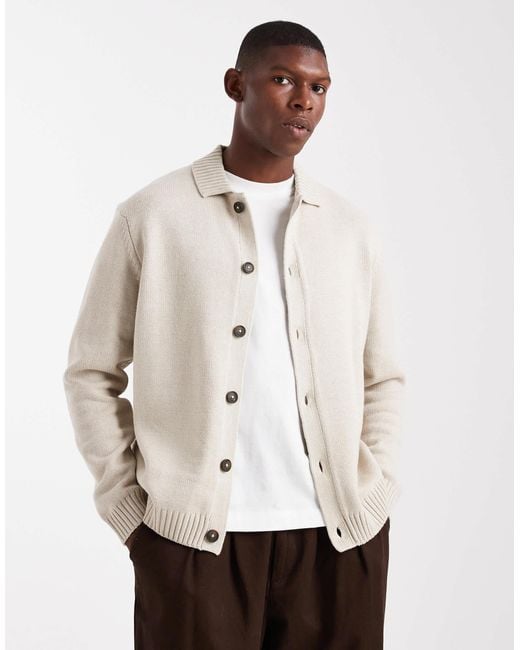 Only & Sons – regular fit strickjacke in Natural für Herren