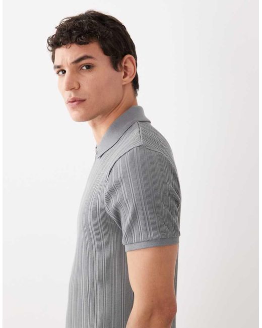 ASOS Gray Muscle Fit Zip Polo for men