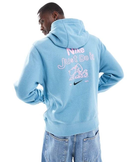 Nike Club Graphic Back Print Hoodie in Blue for Men Lyst UK