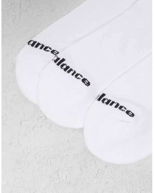 New Balance White 3 Pack Embroidered Logo Ankle Socks for men