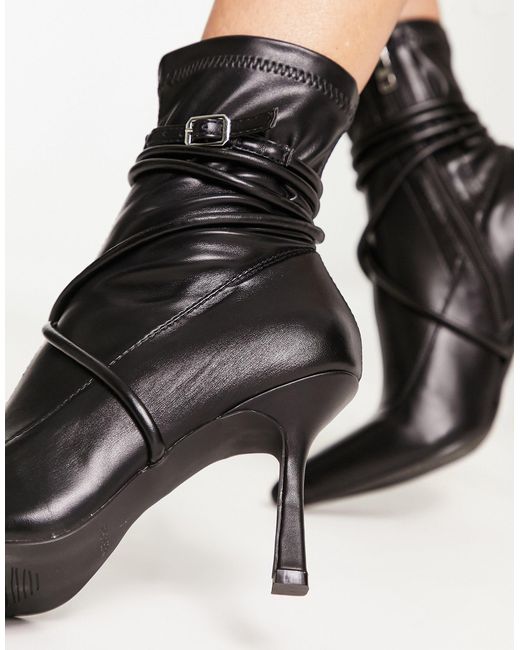 Raid Black Monissa Strap Detail Stiletto Ankle Boots