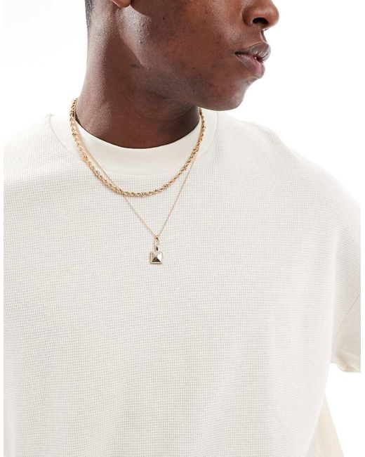 ASOS Oversized Recht T-Shirt Met Halflange Mouwen En Wafelstructuur in het White voor heren