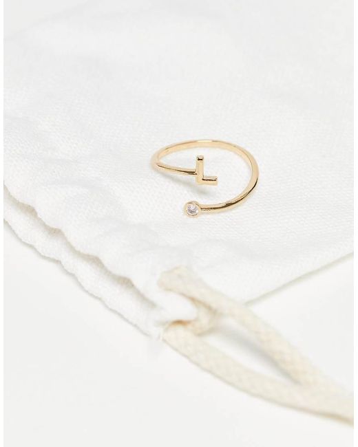 ASOS Wikkelring Met Kubieke Zirkonia En Letter 'L' in het Natural