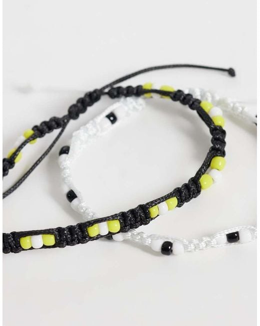 ASOS Gray 2 Pack Braided Beaded Bracelet for men