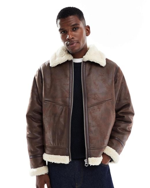 Jack & Jones Brown Aviator Jacket for men