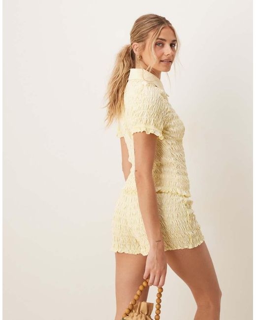 ASOS Natural Shirred Detail Micro Shirt Co-ord