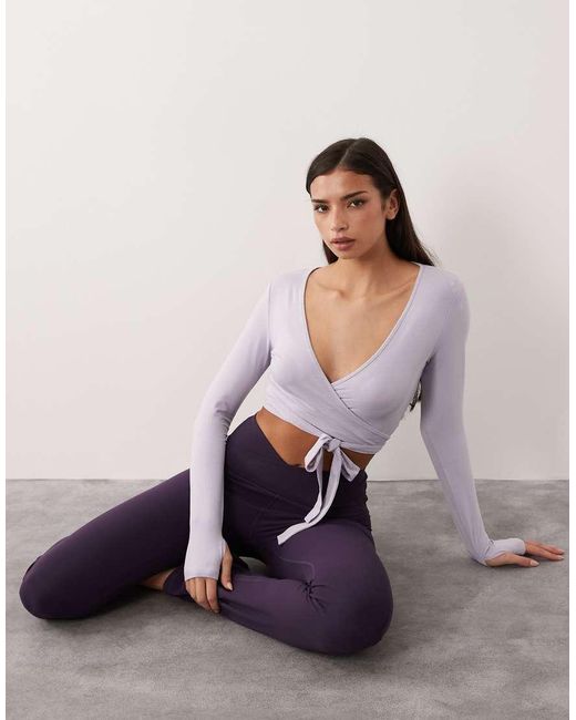Gina Tricot Purple Cropped Yoga Wrap Cardigan