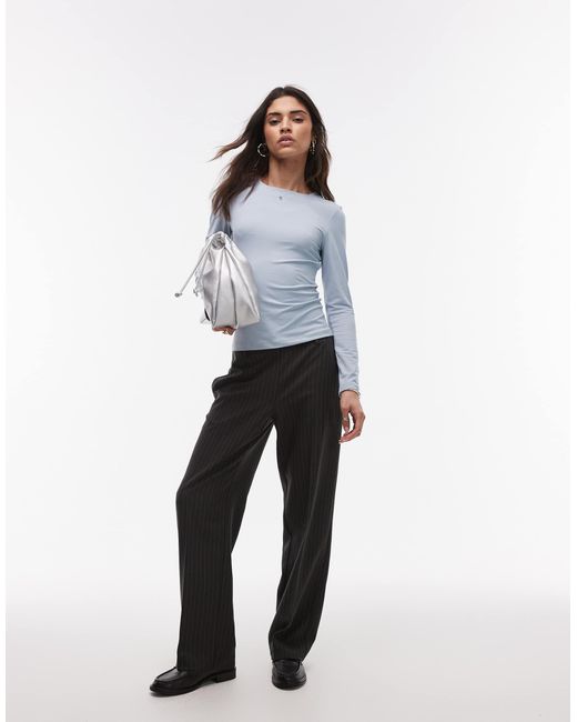 TOPSHOP Gray – langärmliges, figurbetontes oberteil