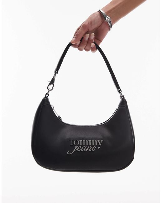 Sac porté épaule à inscription logo Tommy Hilfiger en coloris Black