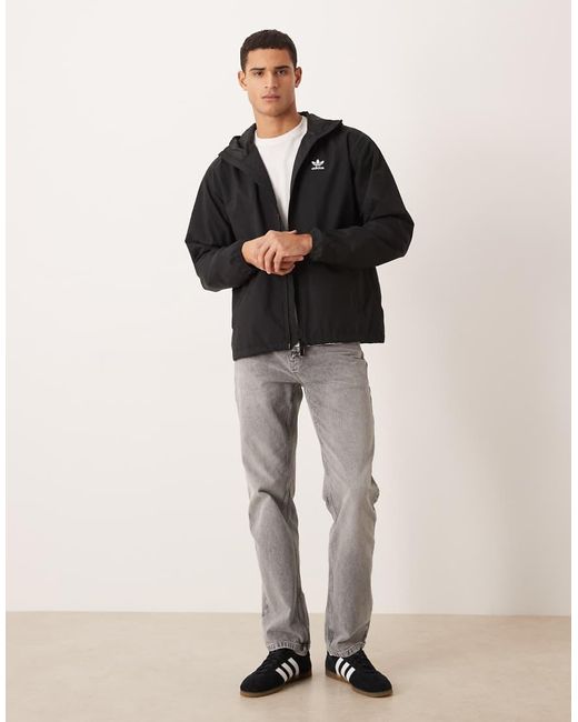 Adidas Originals Black Essential Hooded Jacket for men