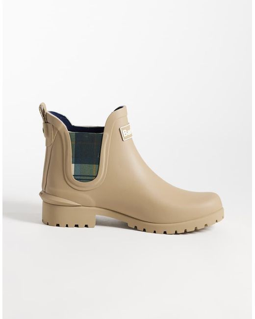 Barbour Natural Wilton Tartan Welly Boots