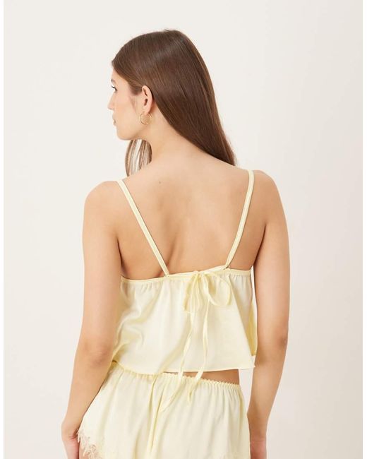 KAT THE LABEL Natural Sorrento Satin Lace Trim Camisole