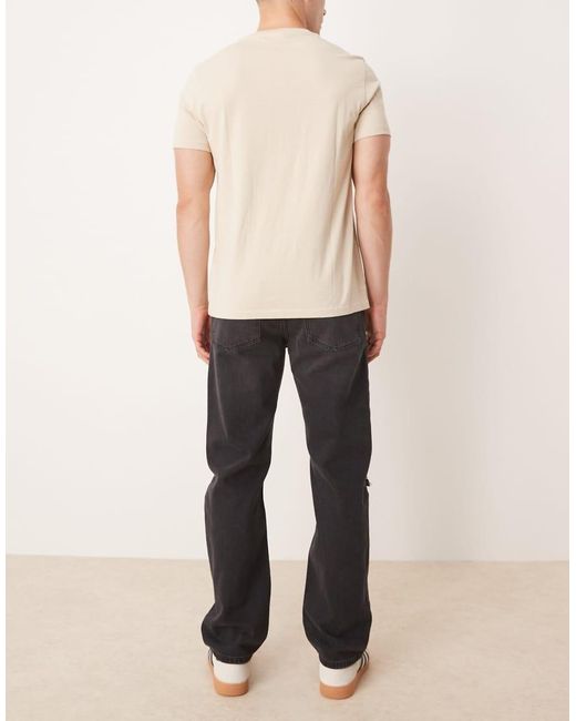 ASOS Natural Straight Fit Jeans With Rips for men