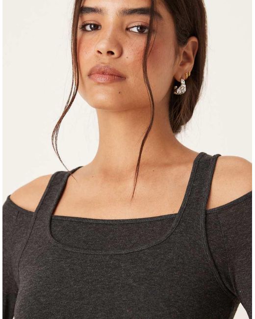 Mango Black Long Sleeve Top With Vest Detail