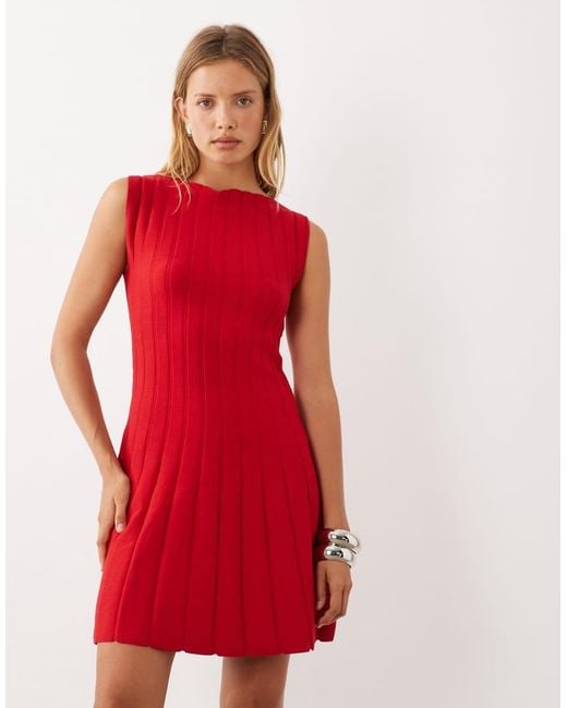 Mango Red Sleeveless Knitted Mini Dress