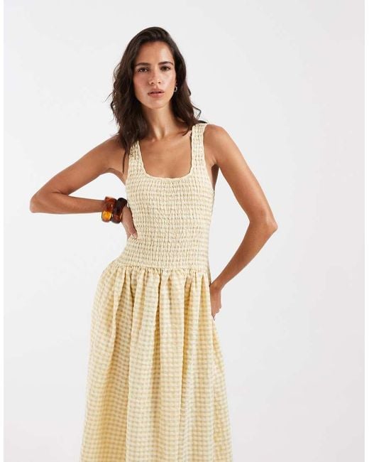 ASOS Natural Shirred Maxi Dress