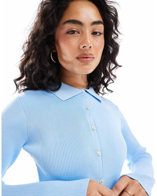ASOS Blue Neat Fit Collared Cardigan