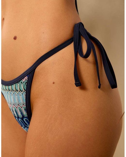 Wolf & Whistle Brown X Isabella Whittingham Tie Side Knit Bikini Bottom