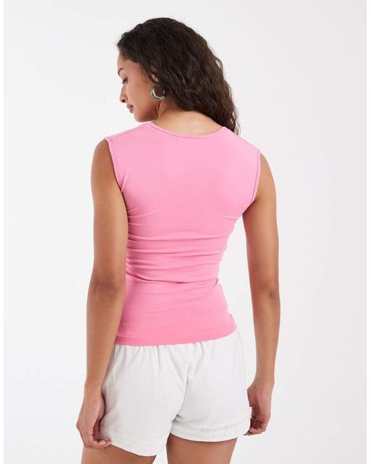 JJXX Pink Soft Square Neck Top