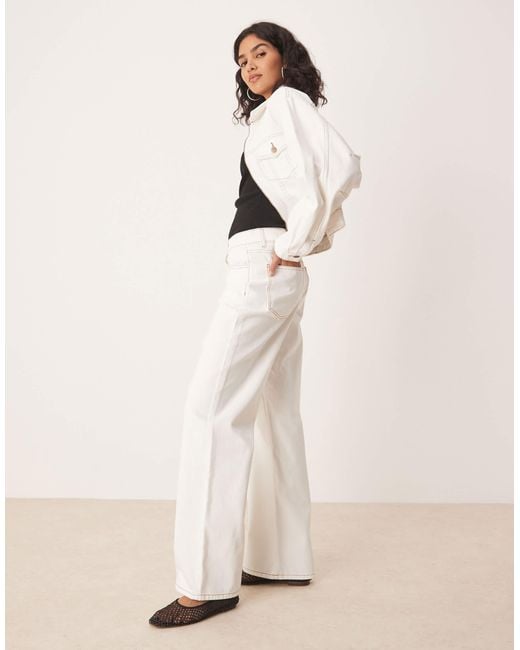 SNDY'S Natural High Waisted Straight Leg Contrast Stitch Jeans Co-Ord