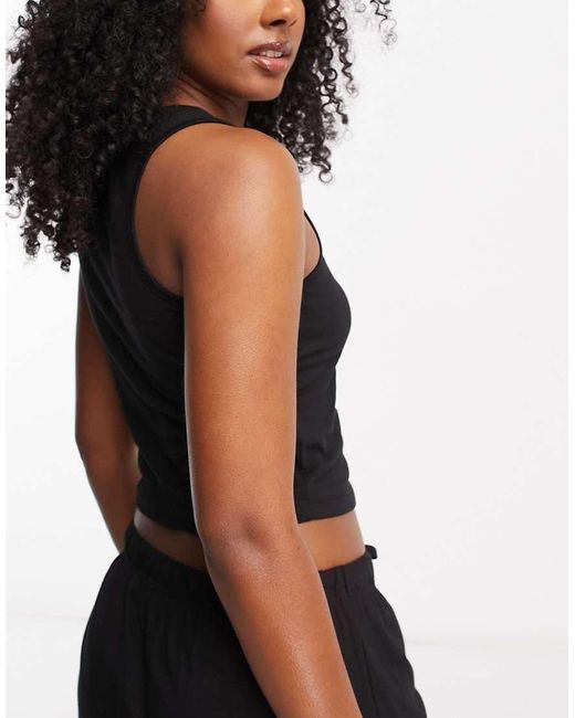 ASOS Black Mix & Match Cotton Racer Front Pyjama Singlet