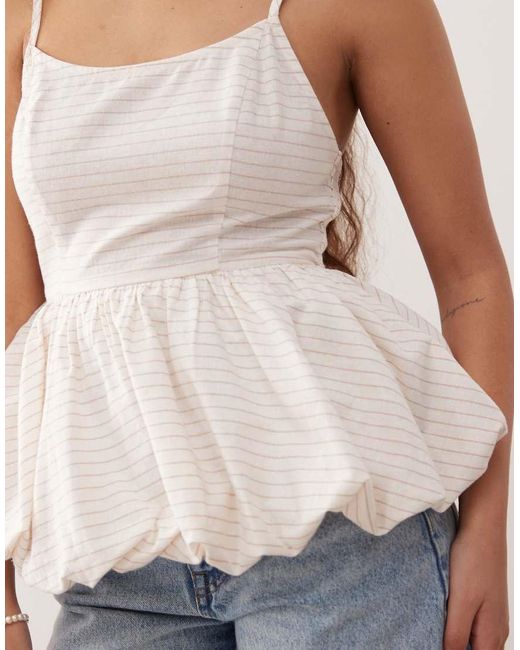 Miss Selfridge Gestreepte Korsettop Met Pofzoom in het White