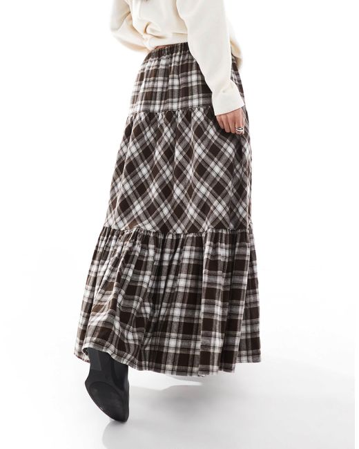 Stradivarius White Str Boho Midi Skirt
