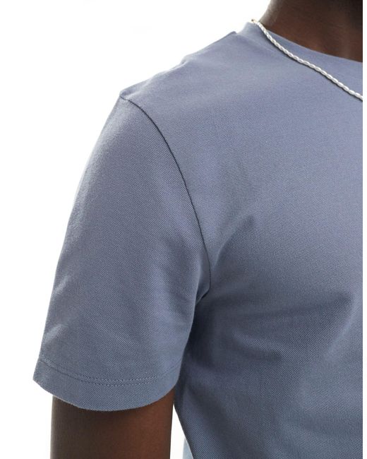 ASOS Blue Crew Neck Pique T-shirt for men