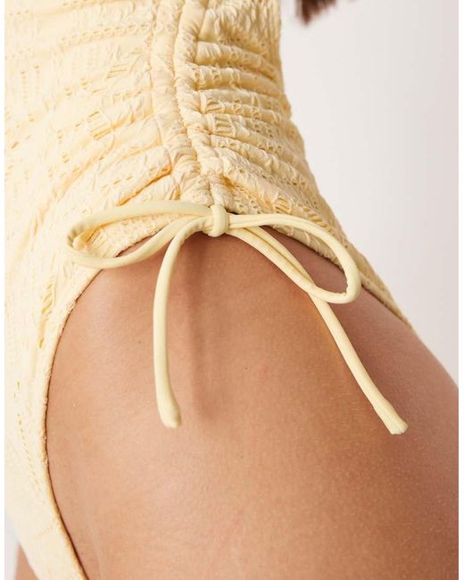 ASOS Natural Kyle Eyelet Cut Out Swimsuit