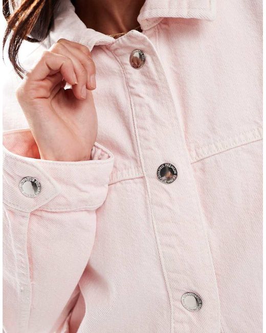 Stradivarius Oversized Denim Overshirt in het Pink