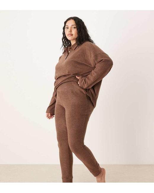 Leggings De Estar Por Casa De Felpa Ligera Mix & Match De Asos Design Curve ASOS de color Brown