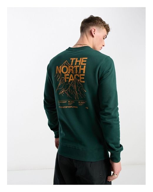 The North Face Green Mountain Outline Back Print Sweatshirt for men