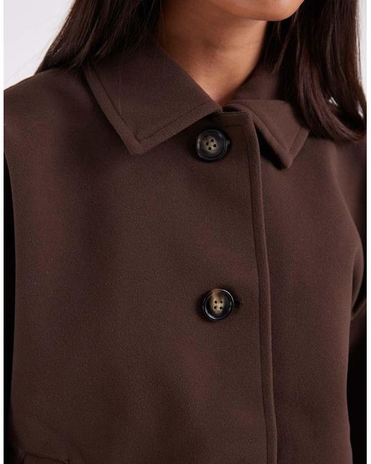 Pieces Brown Short Formal Wool Look Coat
