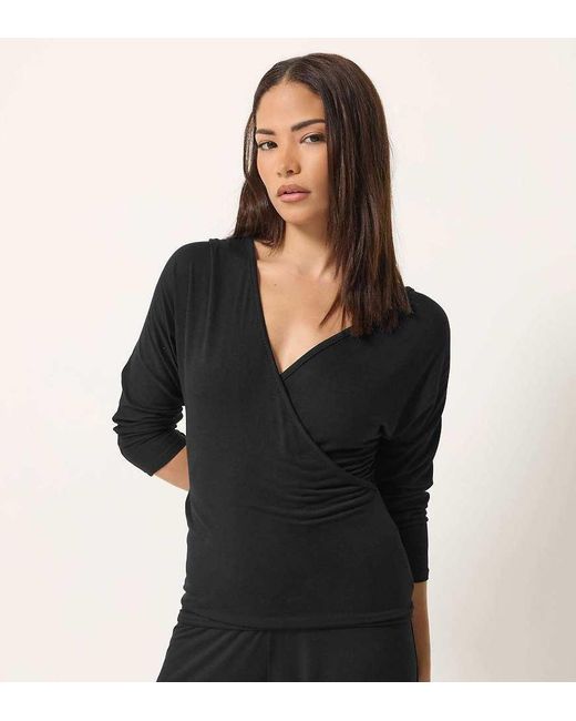 PixieGirl Black Petite Wrap Top