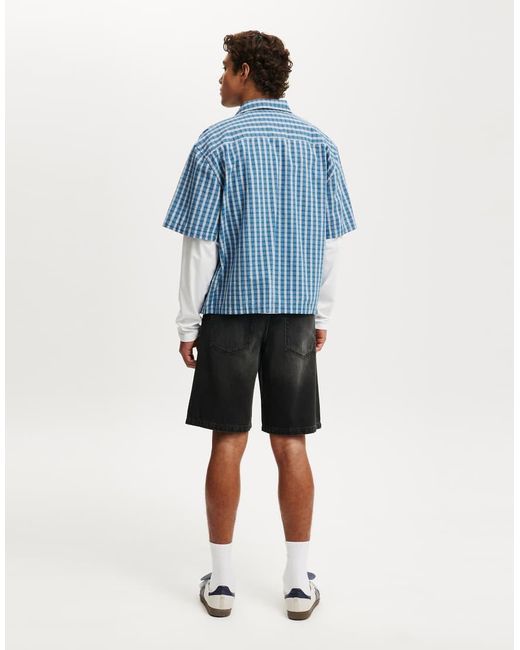 Cotton On Blue baggy Denim Short for men