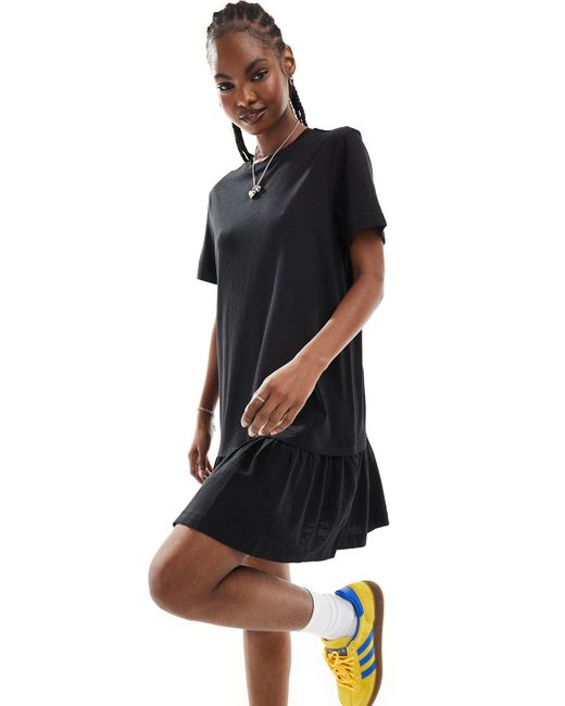 Monki Black Jersey Mini Dress With Drop Waist