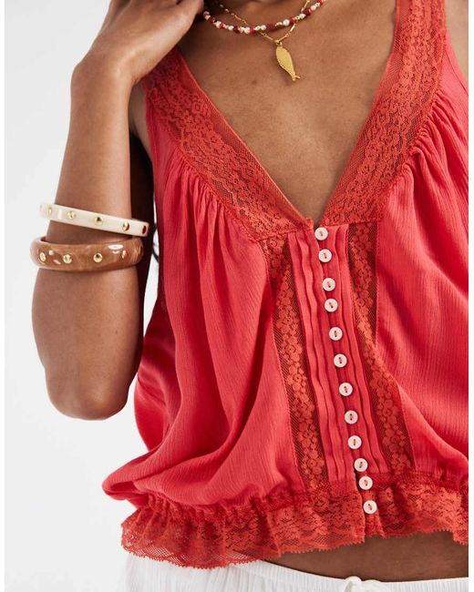 Free People Red Celeste Tank Top