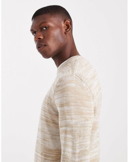 Only & Sons – gestreifter strickpullover in Natural für Herren
