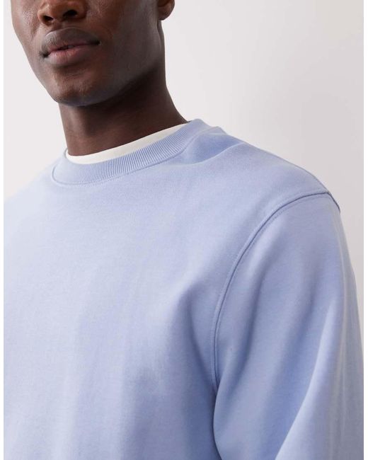 Mango Blue 100% Cotton Relaxed Fit Sweatshirt for men