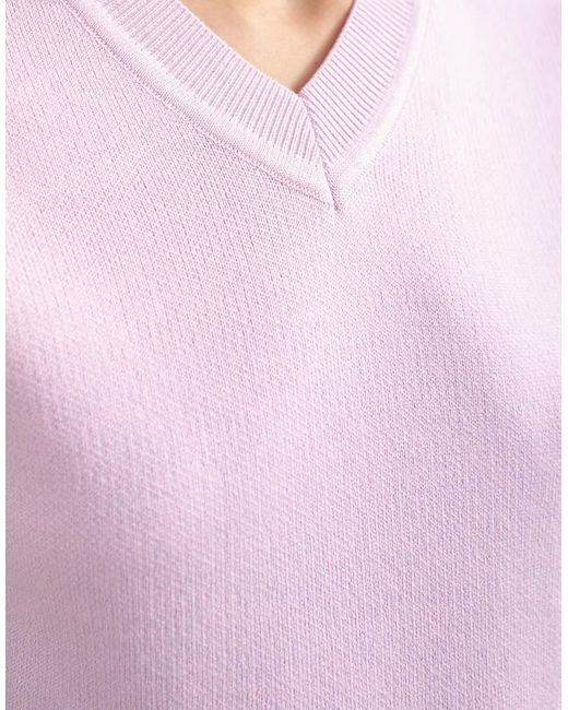 TOPSHOP Pink Knit High V Neck Top