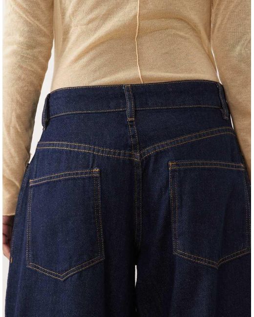 ASOS Blue Wide Leg Jean With Pleat Detail