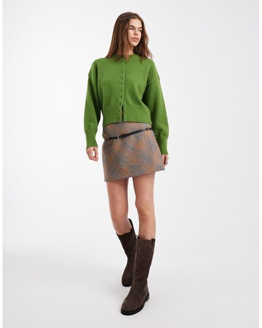 Daisy Street Green Fitted Waist Cardigan