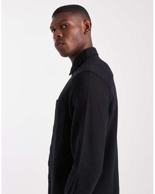 ASOS Black Vintage Look Flannel Overshirt for men