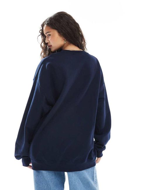 Felpa Oversize Con Ricamo Floreale Stile Arazzo di Miss Selfridge in Blue