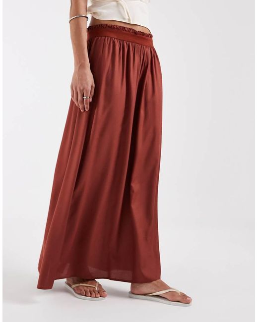 ONLY Red Pleated Maxi Skirt