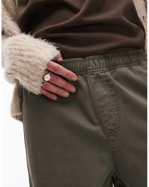 Topman Green Baggy Fit Chino Twill Trouser for men