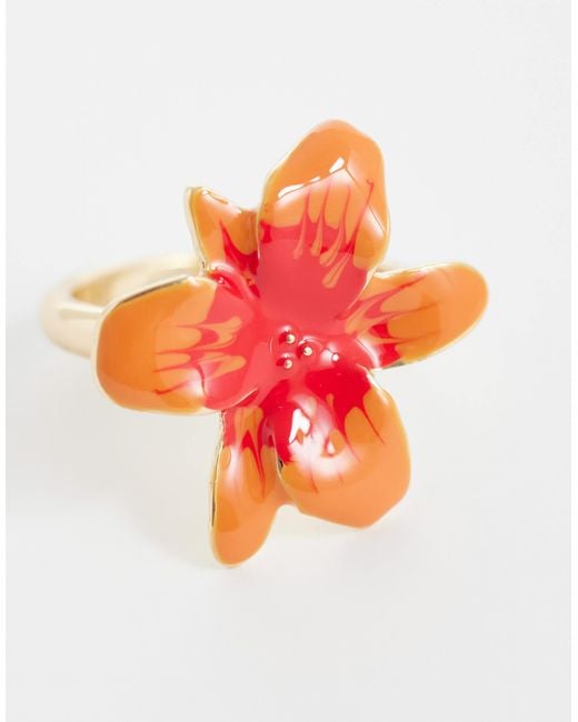 ASOS White Ring mit blumenmotiv